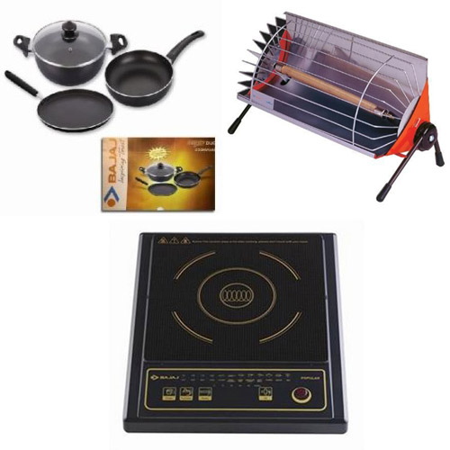 Buy Combo of Bajaj Popular Induction Cooktop + Minor Room Heater + Duo