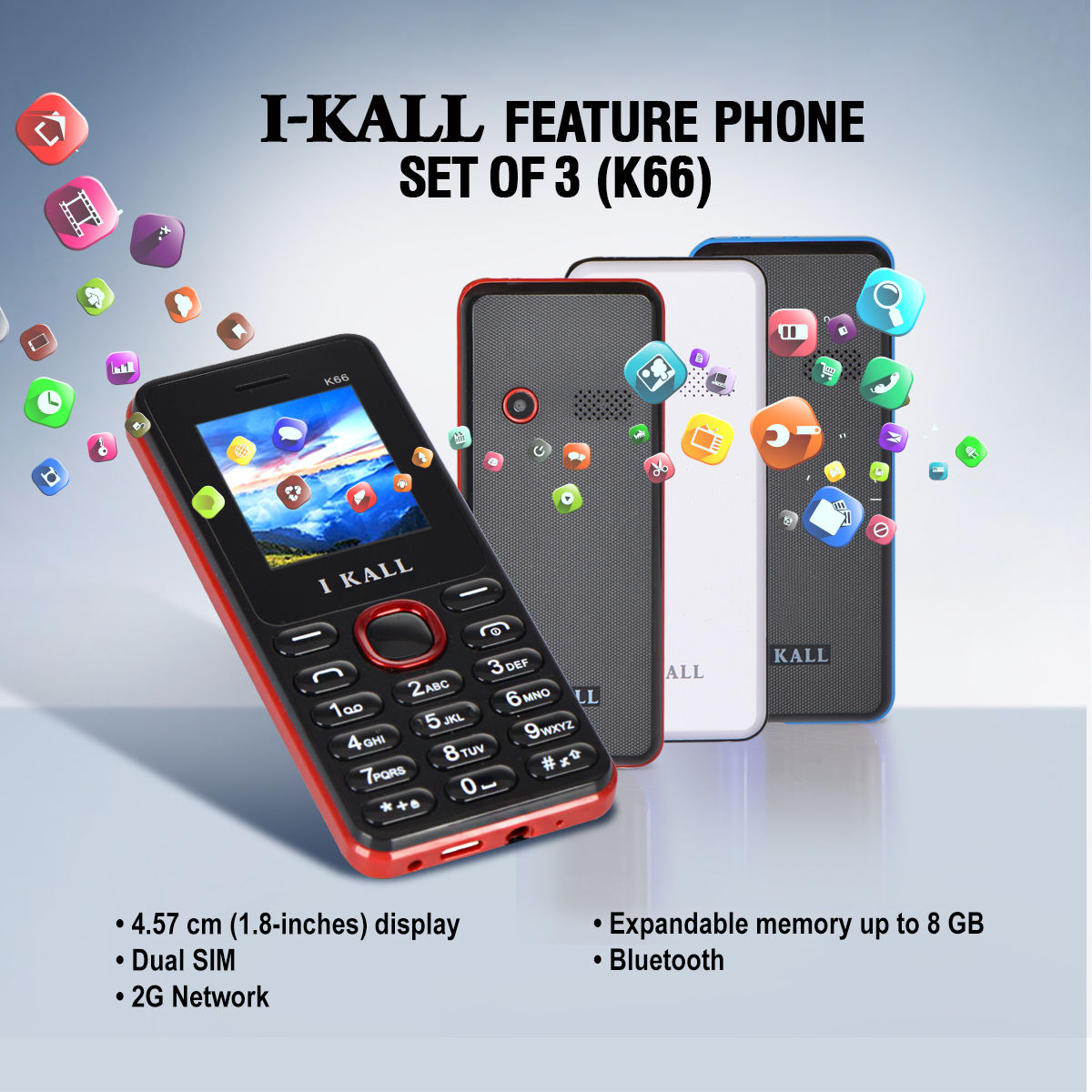Buy I Kall Feature Phone Set of 3 (K66) Online at Best Price in India